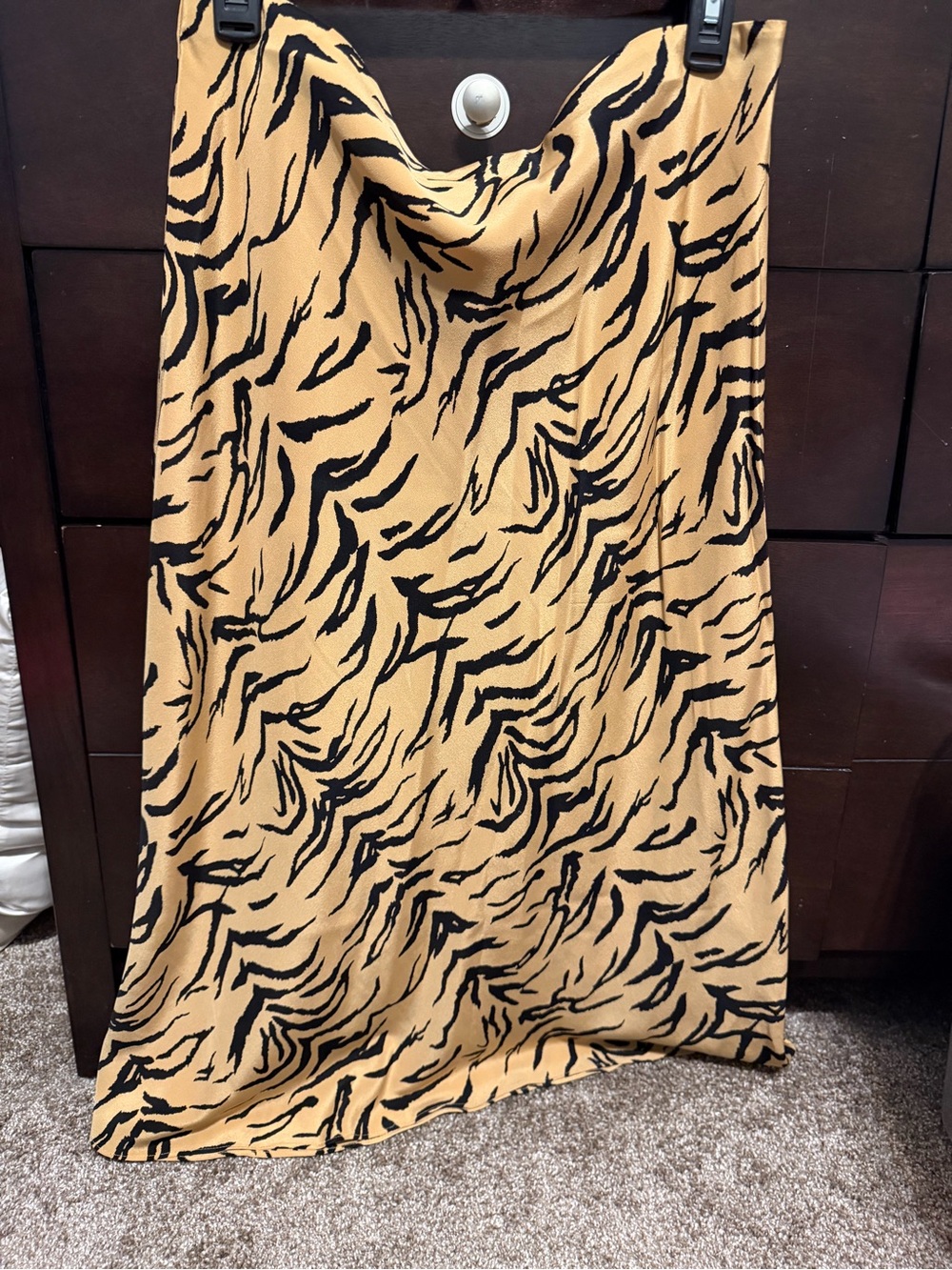Silk Animal Print Midi Skirt in Tan and Black by Madewell